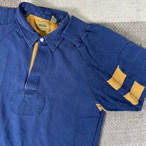 Halifax Outfitters Mens Rugby Shirt Blue Yellow Size XL Cotton Long Sleeve